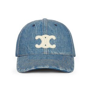 Celine Men Triomphe Baseball Cap In Union Wash Denim